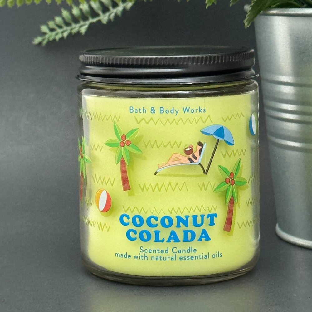 BBW Coconut Colada Bath & Body Works Mason Jar Single Wick Candle